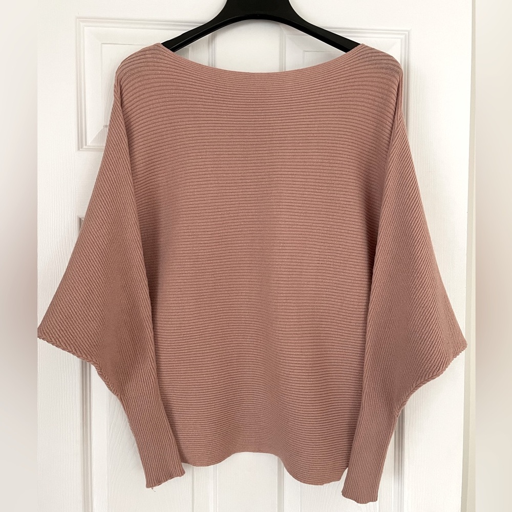 Soft Ribbed Dolman Sweater - Dusty Rose